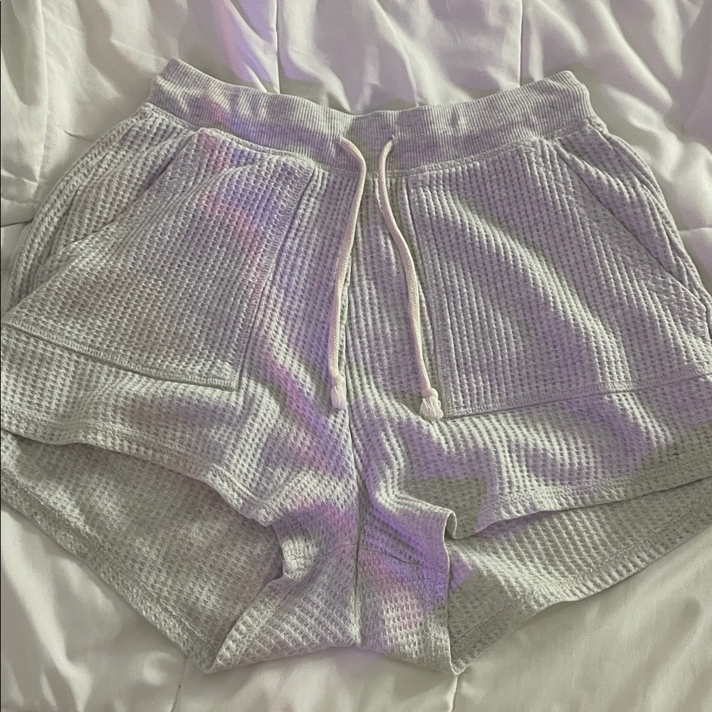 Gray Waffle Knit Women Shorts